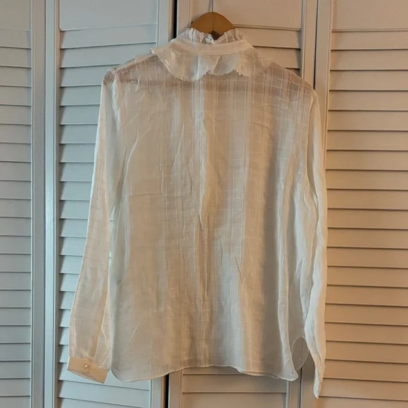 Zara White Ruffled Blouse - Picture 5 of 5